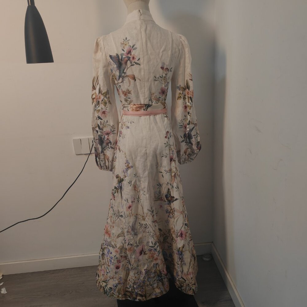 Zimmermann Rebellious style white floral long-sleeved midi dress - Picture 4 of 11